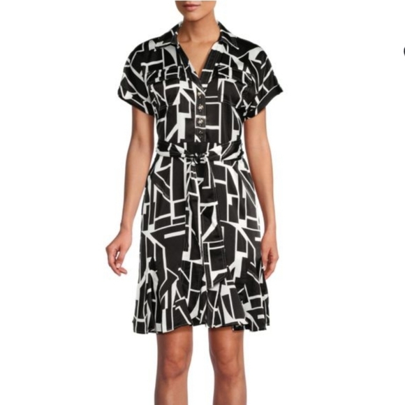 KARL LAGERFELD PARIS Print Belted Minidress, Size 14 - Picture 1 of 8